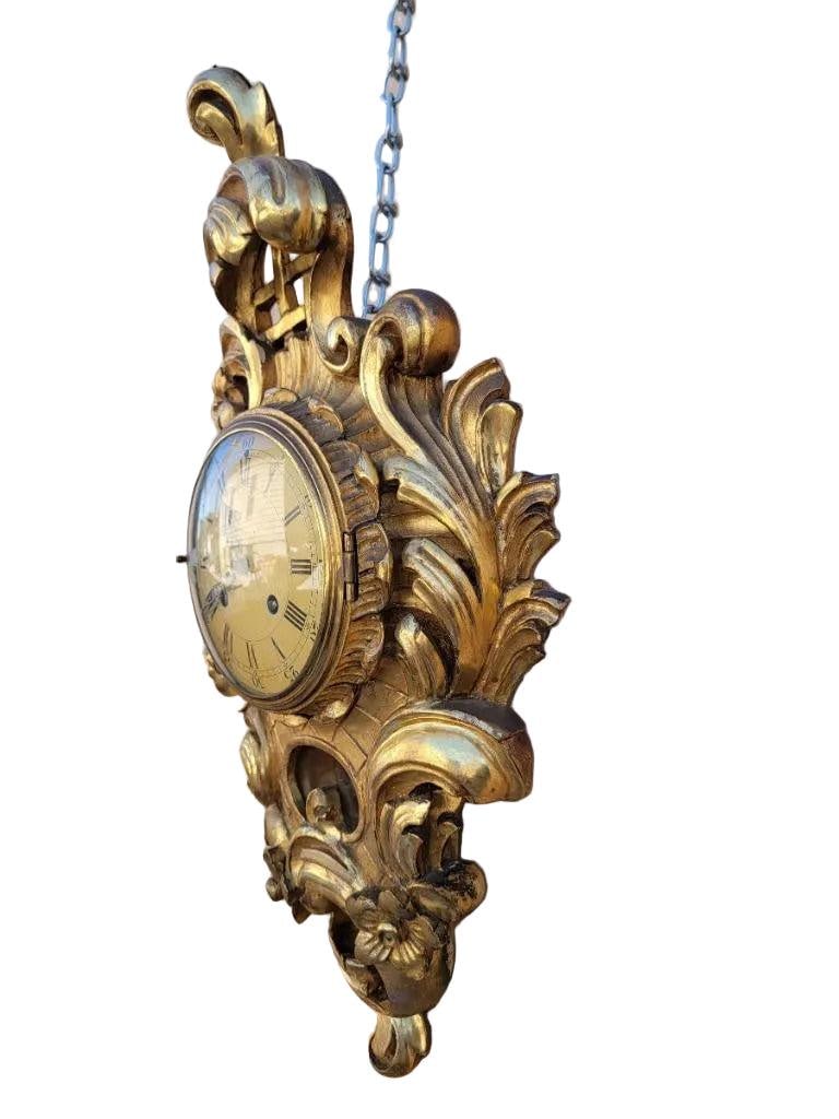 Antique Swedish Westerstrand Gold Rococo Cartouche Clock - 4