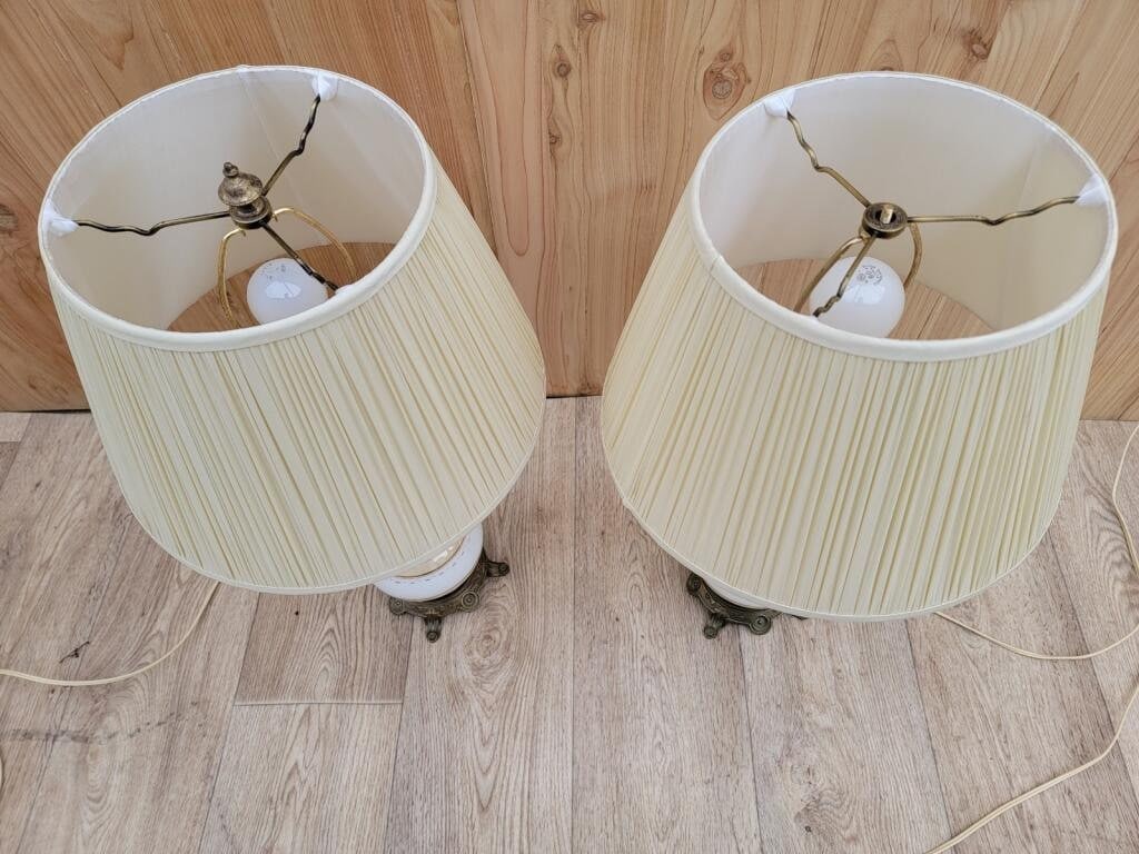 Antique French Napoleon III Style Celadon Table Lamps - Pair - 3