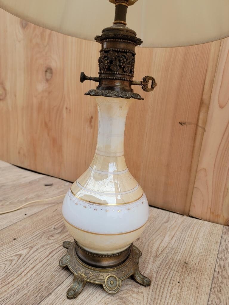 Antique French Napoleon III Style Celadon Table Lamps - Pair - 4