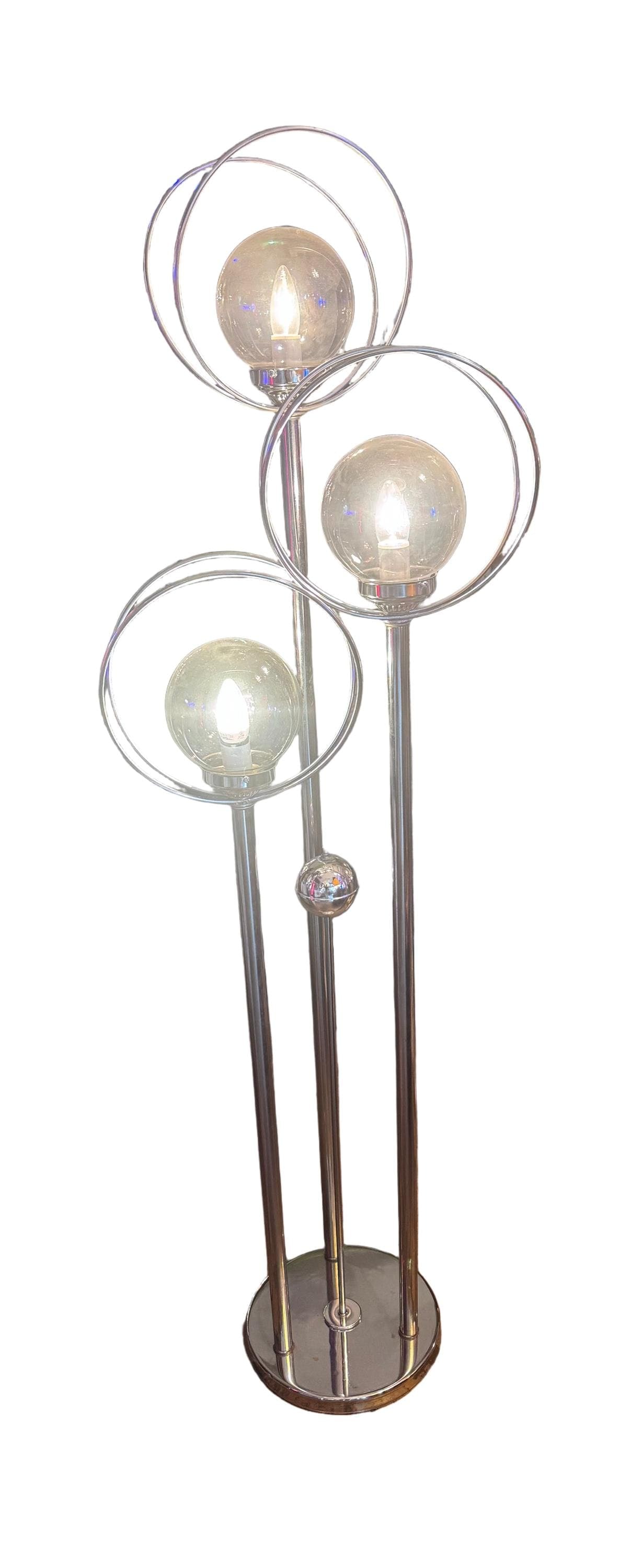 MCM Chrome 3 Light Orb Floor Lamp - 7