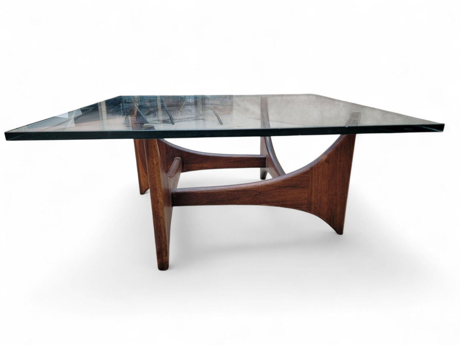 MCM Adrian Pearsall Walnut Square Fin Base Coffee Table - 2