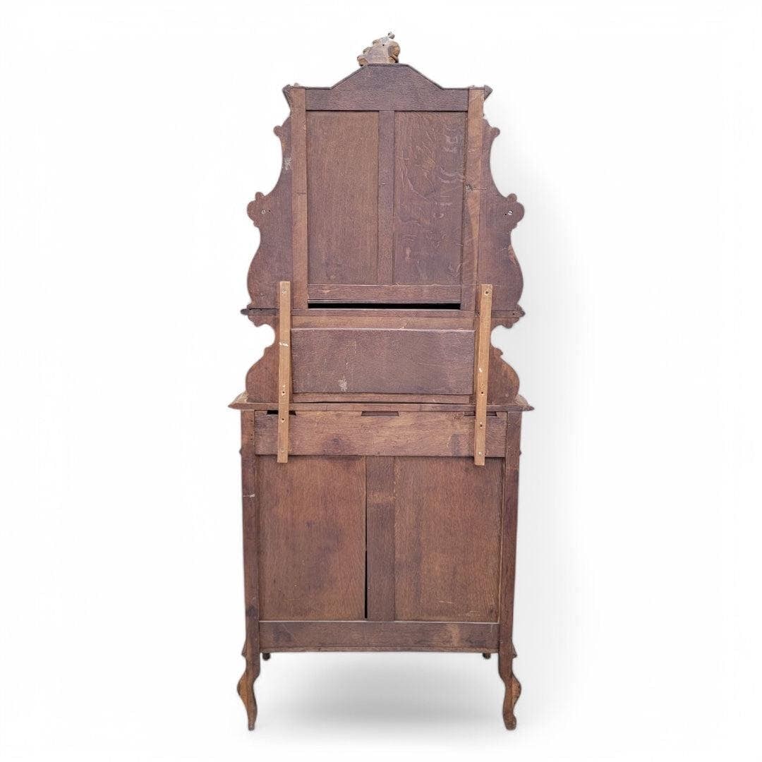 Antique French Carved Ornate Bombe Cabinet - 7