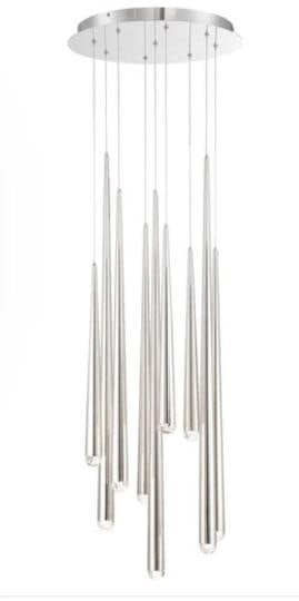 Restoration Hardware Aquitaine Nickel 12 Crystal Tip Pendant Chandelier - 2