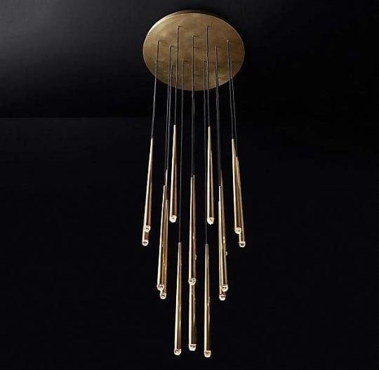 Restoration Hardware Aquitaine Nickel 12 Crystal Tip Pendant Chandelier - 3