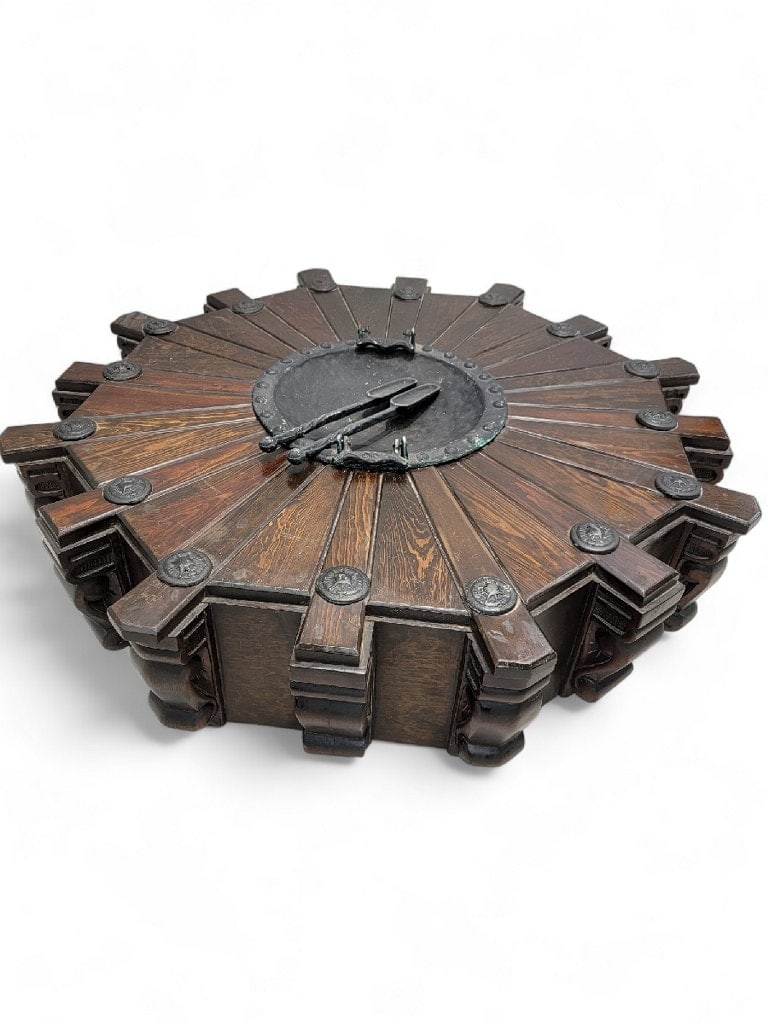 Antique Rustic Spanish Revival Style Mahogany Pinwheel Coal / Fire Pit / Coffee Table - 4