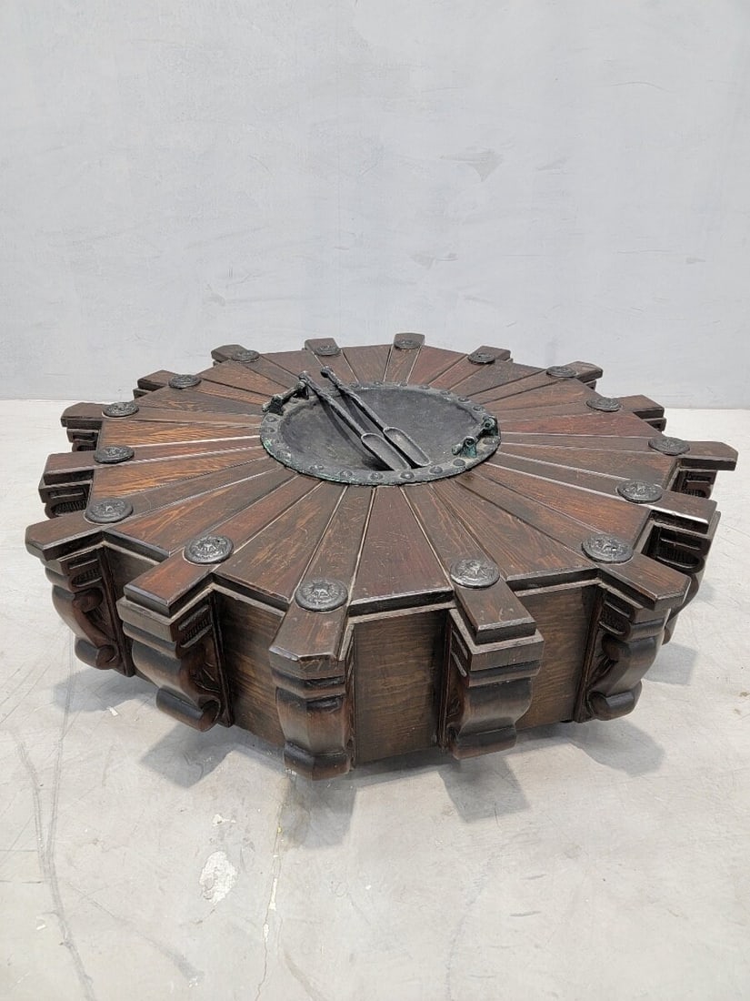 Antique Rustic Spanish Revival Style Mahogany Pinwheel Coal / Fire Pit / Coffee Table - 8