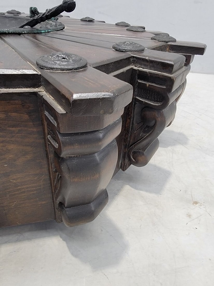 Antique Rustic Spanish Revival Style Mahogany Pinwheel Coal / Fire Pit / Coffee Table - 9