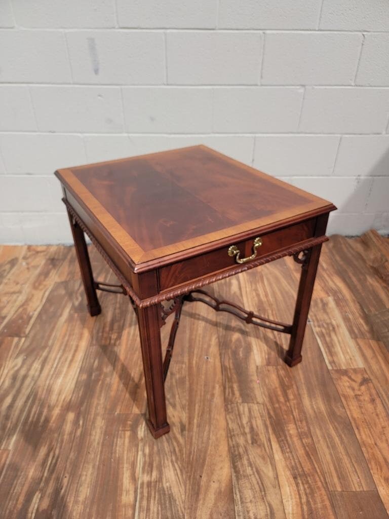 Vintage Drexel Heritage Chippendale Flame Mahogany Side Tables - Set of 2 - 7