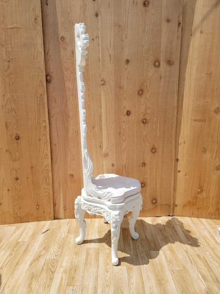 Antique Venetian Carved Figural Bird & Floral Motif High Back Corner Throne Chair - 5