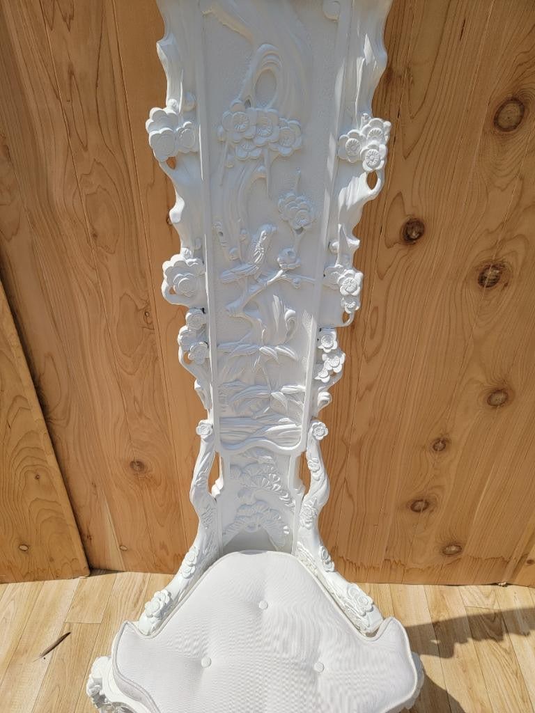 Antique Venetian Carved Figural Bird & Floral Motif High Back Corner Throne Chair - 8