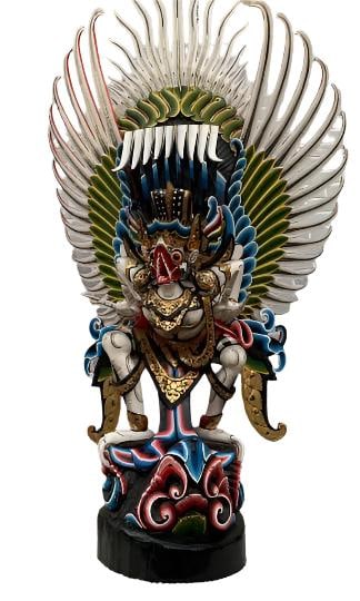 Antique Carved Wooden Sculpture of The Hindu God Garuda - 2