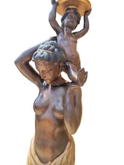 Antique French Figural Torchiere Floor Lamps - Pair - 7