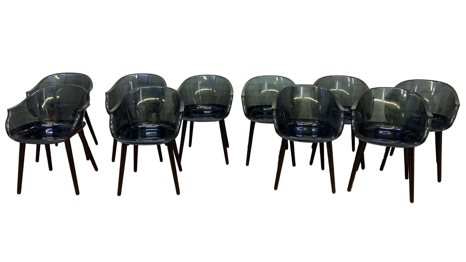 Modern Smoked Cyborg Chair by Marcel Wanders - 10: Title: Modern Smoked Cyborg Chair by Marcel Wanders - 10 Description: Modern Smoked Cyborg Armchair by Marcel Wanders for Magis Italy - Set of 10 The Cyborg chair takes the elegant form of a more trad