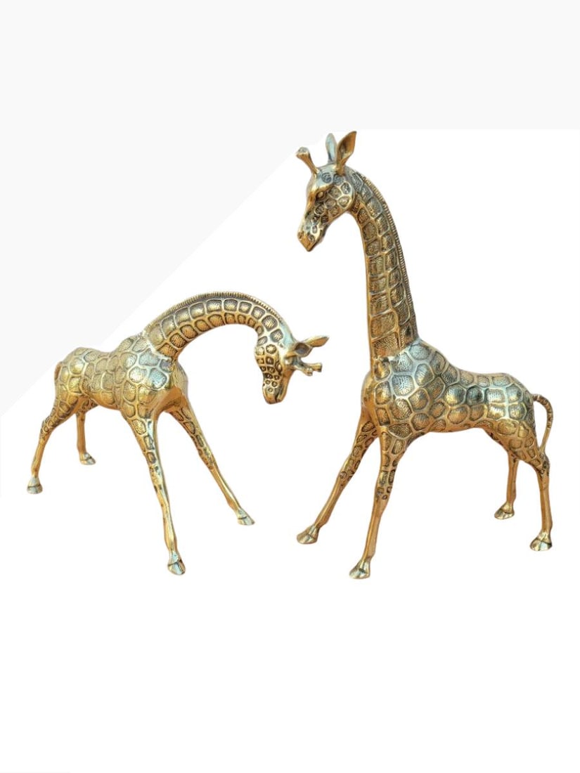 Vintage Brass Giraffe Statues - Set of 2 - 2