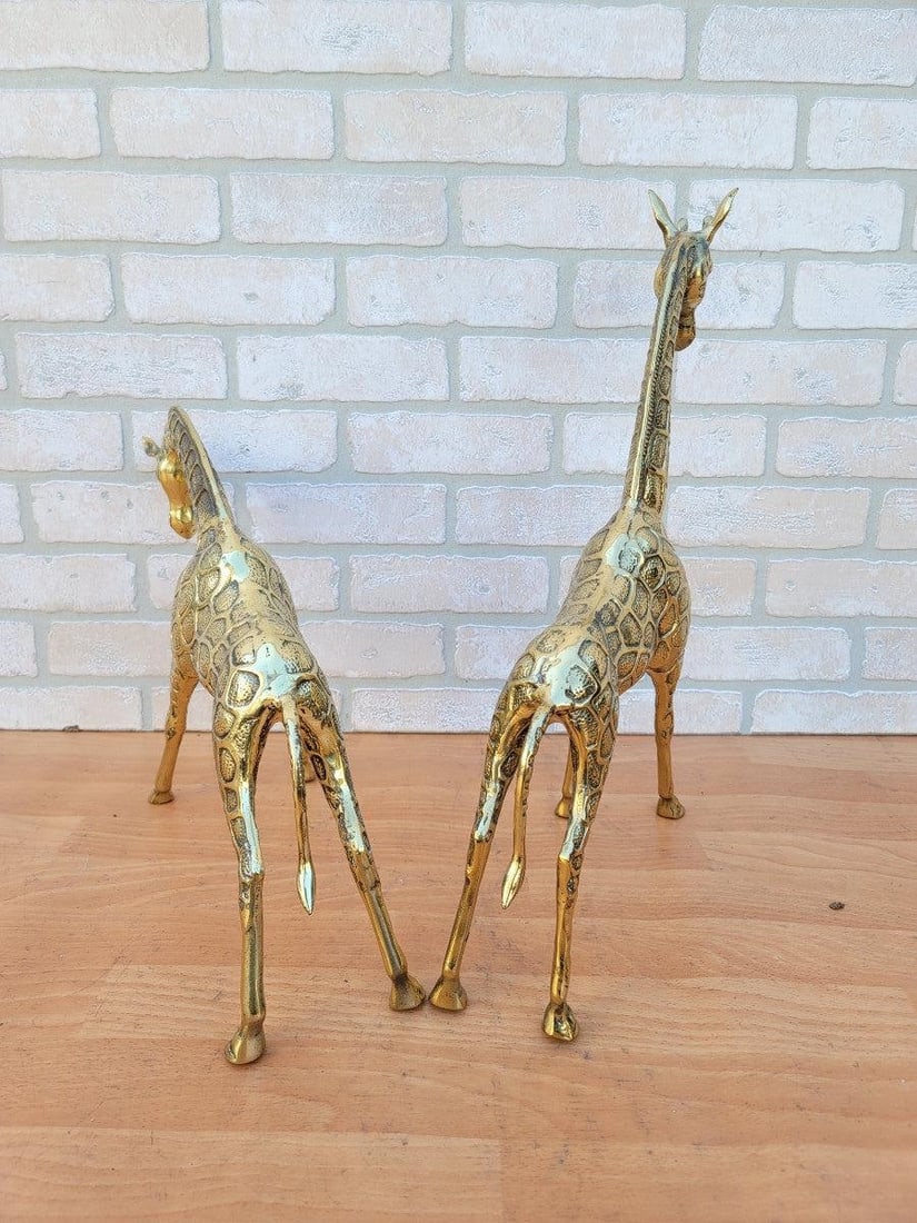 Vintage Brass Giraffe Statues - Set of 2 - 5