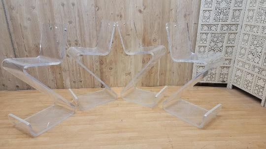 MCM High Back Lucite "Z" Stools by Karl Springer - 4 - 5