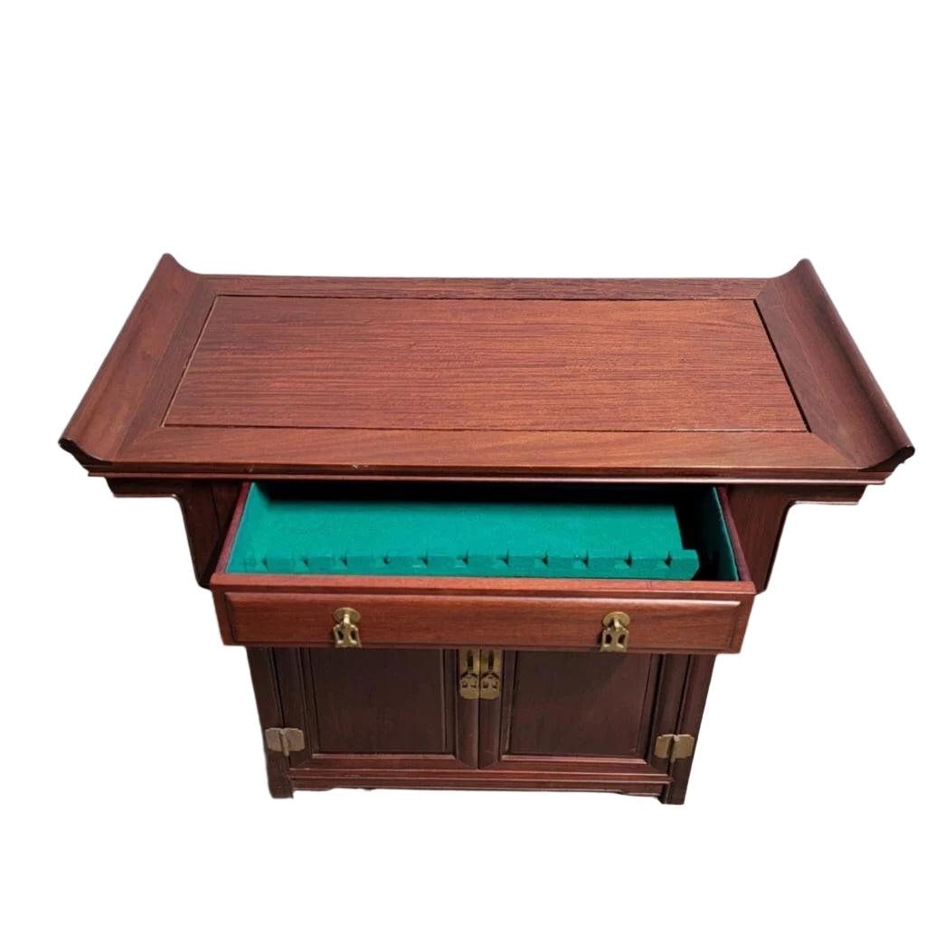 Vintage Asian Modern Pagoda Style Rosewood Altar Storage Chest - 6