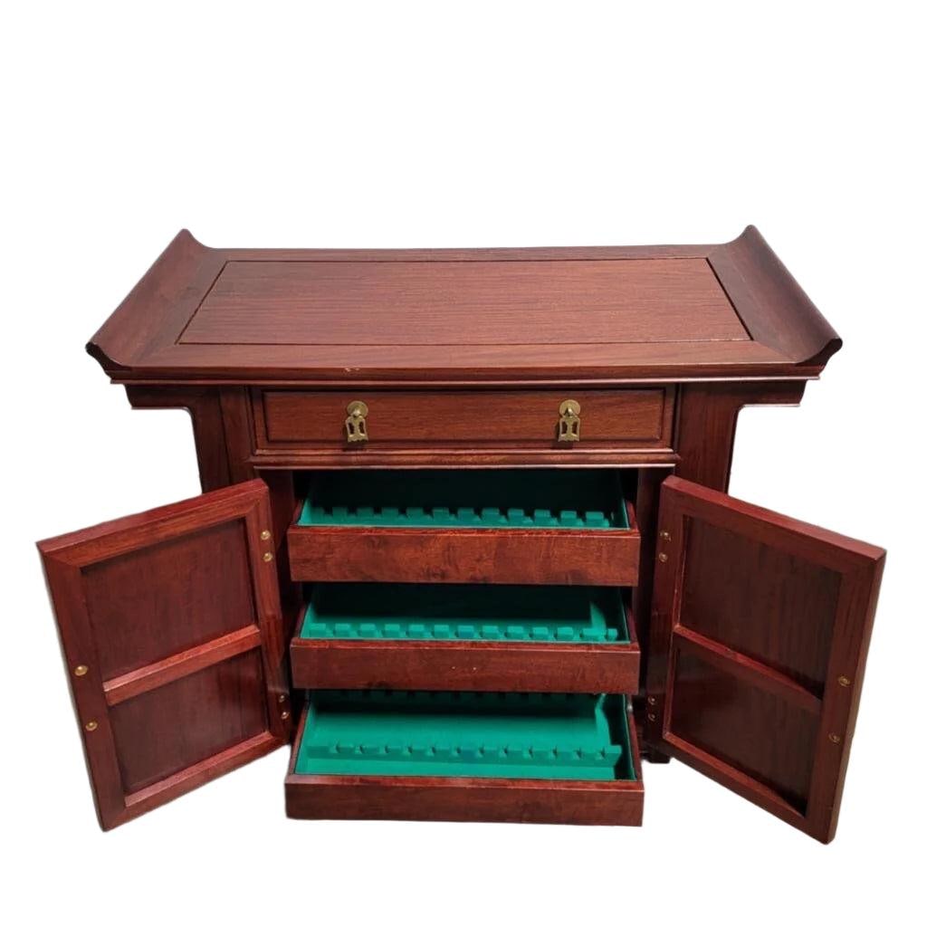 Vintage Asian Modern Pagoda Style Rosewood Altar Storage Chest - 7