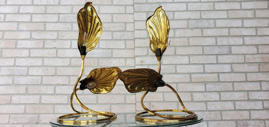 Mid Century Modern Italian Brass Double Leaf Desk Lamp by Carlo Giorgi & Tommaso Barbi - 4