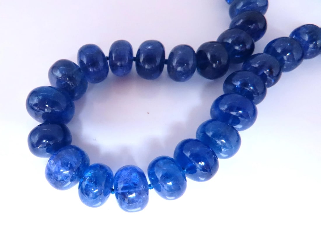 GIA Certified Natural Tanzanite Bead Necklace 12417** - 3