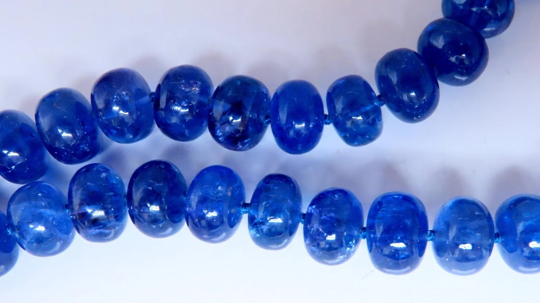 GIA Certified Natural Tanzanite Bead Necklace 12417** - 4
