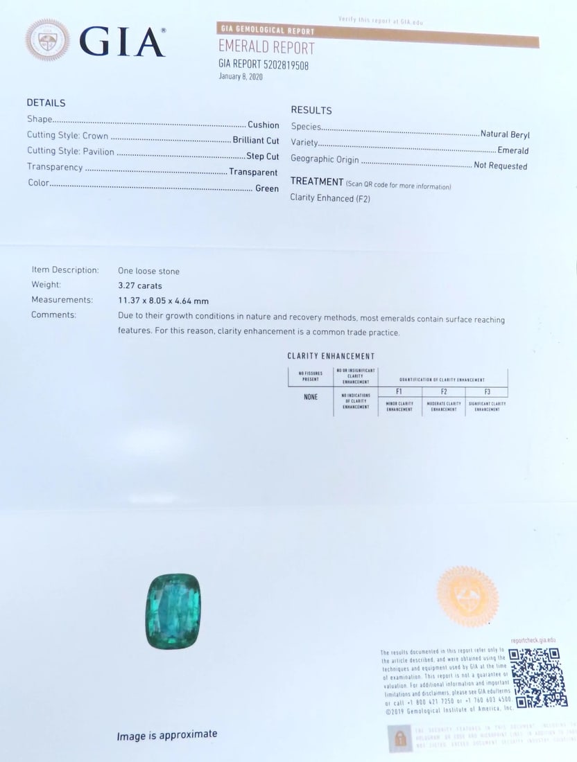 GIA 3.27ct Natural Emerald Cocktail Diamond Ring 14kt F2 12410** - 11