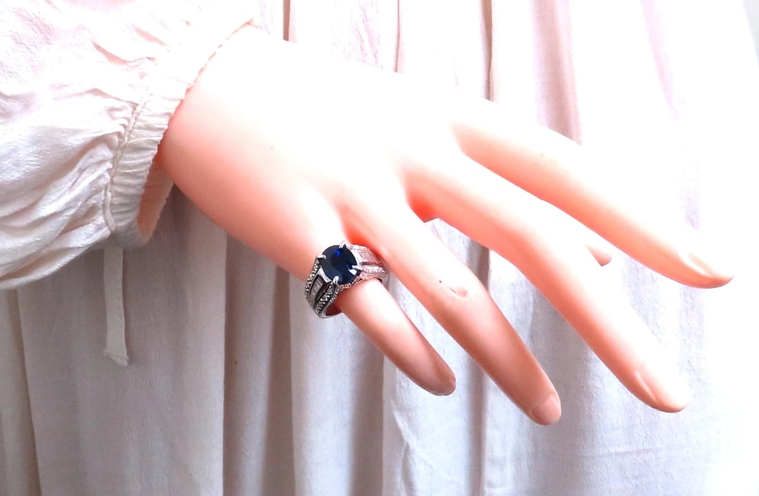 4.70ct Lab Created Sapphire Diamonds ring 14kt gold 12436 - 6