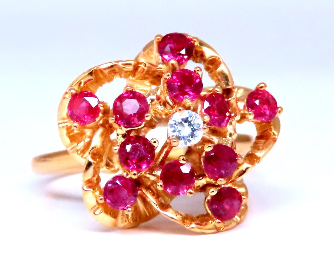 1.30ct Natural Ruby Diamond Cluster Ring Vintage Revisit 14kt 12431** - 2