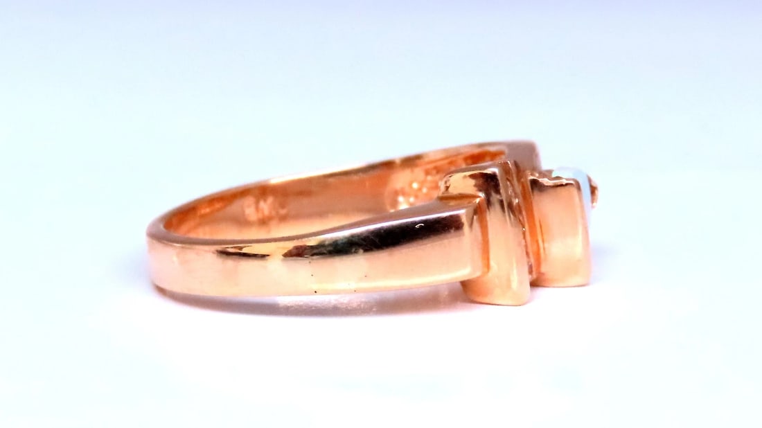 1.10ct Natural Australia Opal Diamonds Ring 14kt Gold #12430 - 4