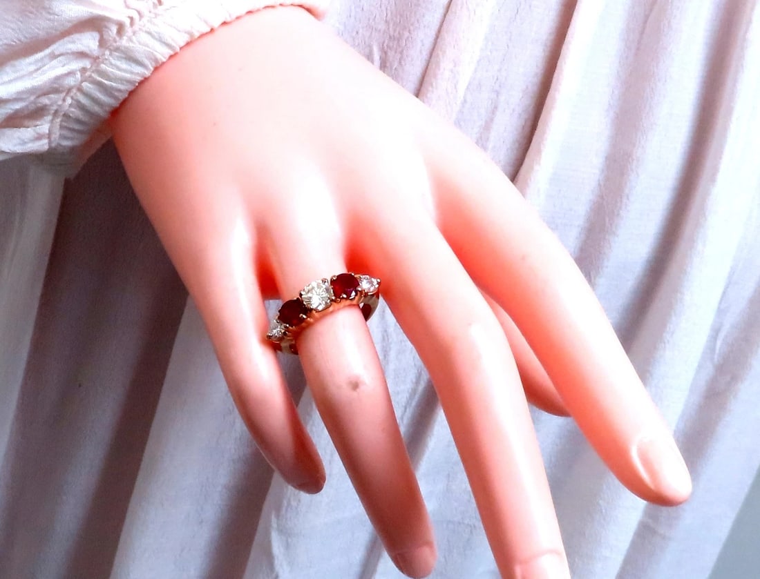 GIA Certified .72ct Round diamond Ruby Band 14kt 12412** - 5