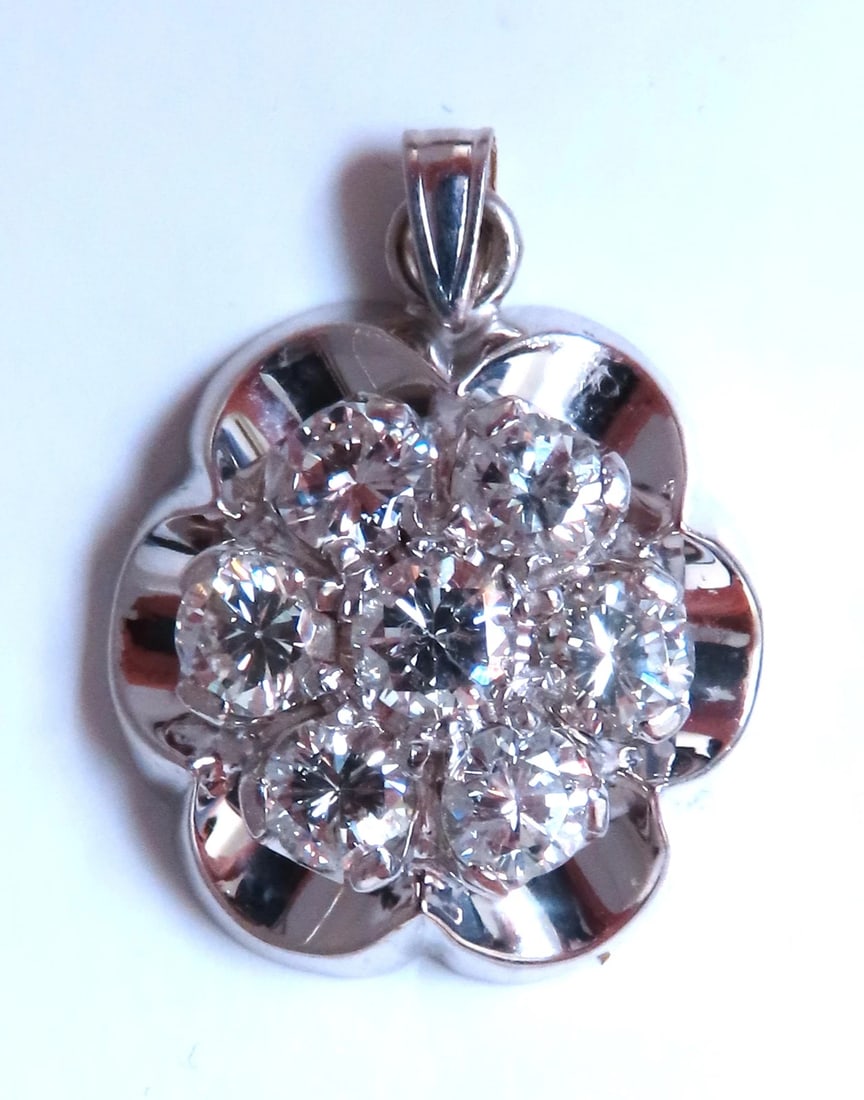 2.50ct Natural Diamonds Cluster pendant G/Si 14kt gold 12407** - 2