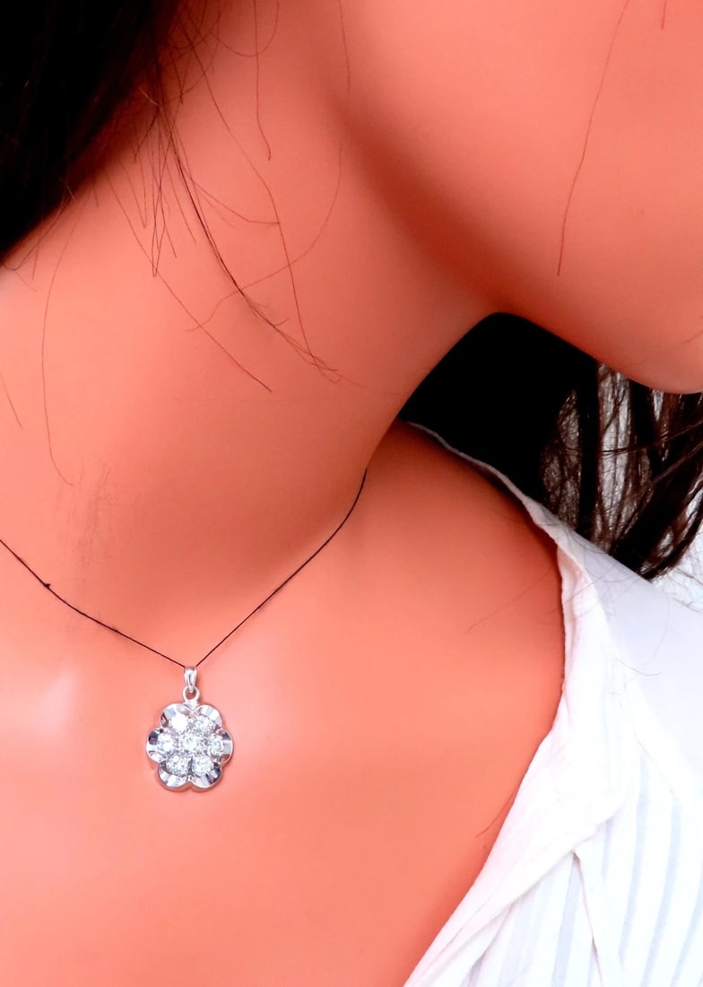 2.50ct Natural Diamonds Cluster pendant G/Si 14kt gold 12407** - 6