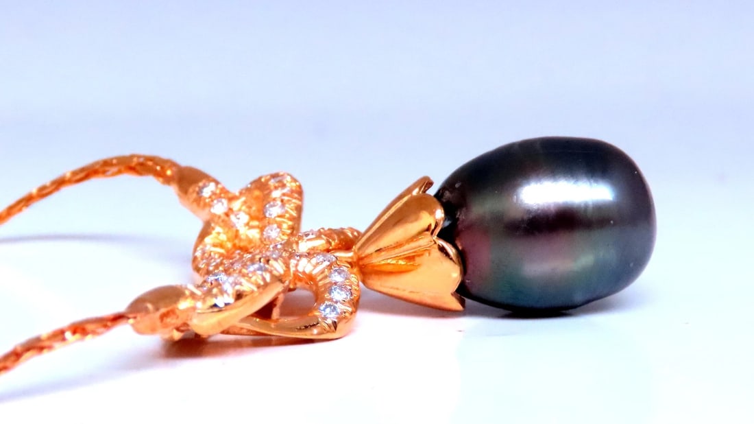 11.8mm Natural South Sea Pearl Dangle Necklace 14kt 12405** - 3