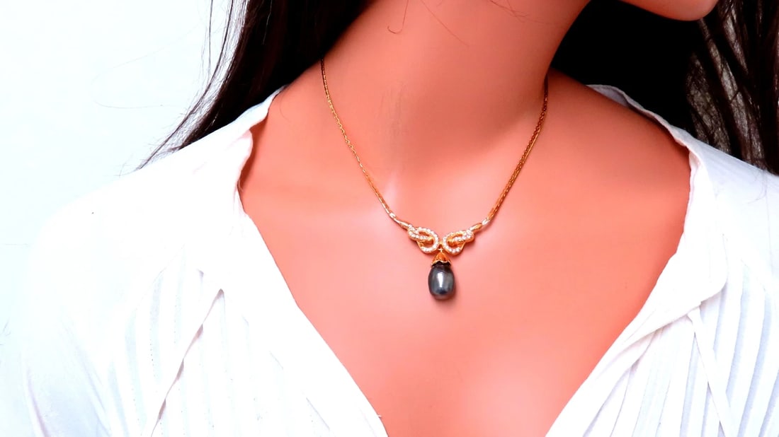 11.8mm Natural South Sea Pearl Dangle Necklace 14kt 12405** - 5