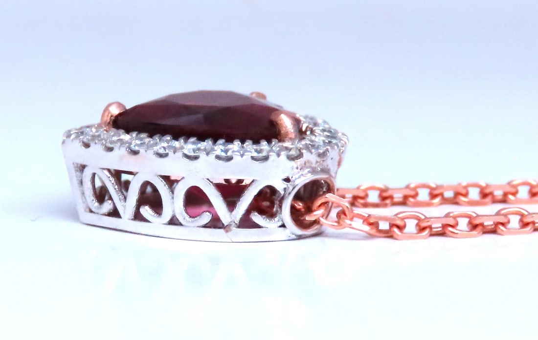 GIA Certified 8.72ct Natural Heart Garnet Halo Necklace 14kt Rhodolite 12400** - 6