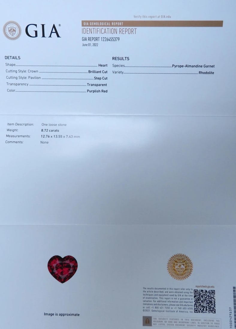 GIA Certified 8.72ct Natural Heart Garnet Halo Necklace 14kt Rhodolite 12400** - 8