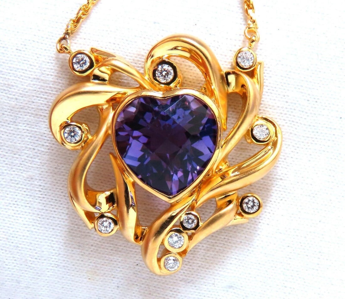 6 carat natural heart amethyst modified Royal Crest deco necklace 14kt** - 4