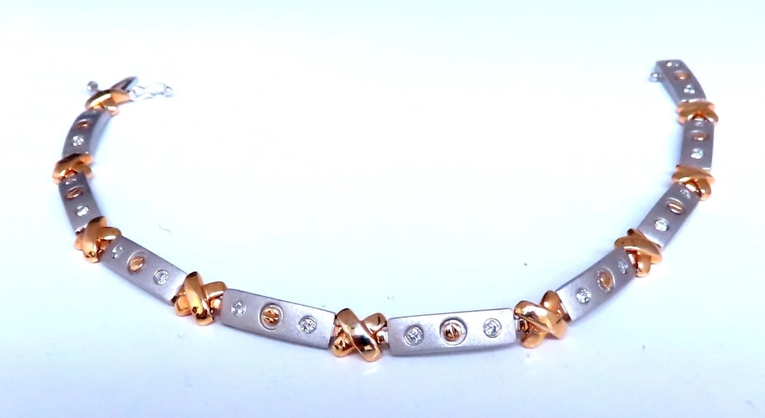 .50ct Natural Diamond Link Bracelet 14kt Gold Sandblast X 12388** - 2