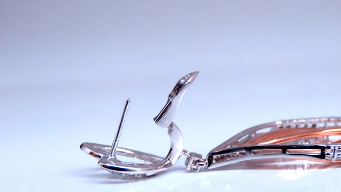 Three Tier 2.10ct Natural Round Diamond Dangle Earrings 14kt Gold 12378** - 7