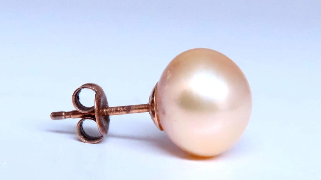 10.7mm Vintage Baroque Pearl Stud Earrings 14kt Gold 12380** - 3