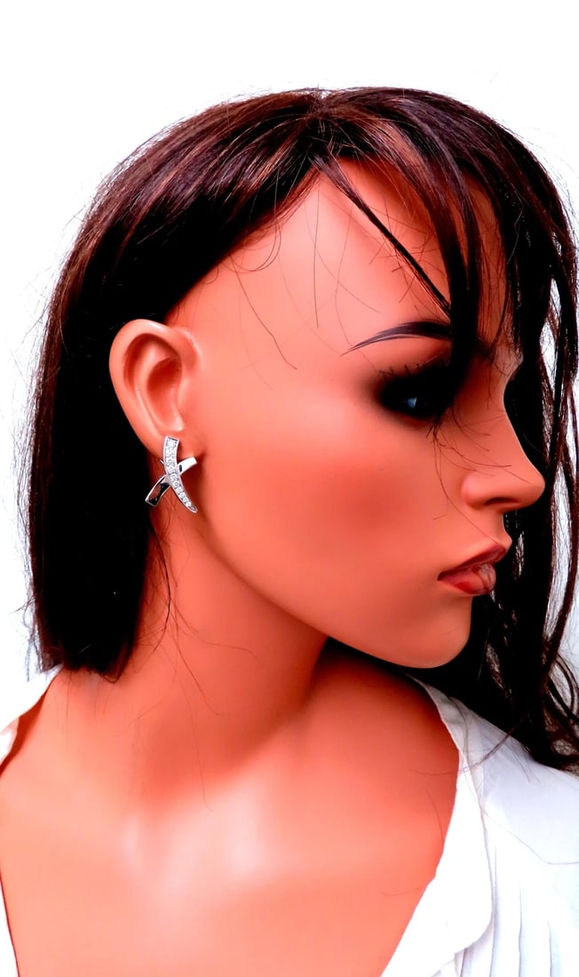 1ct. Natural Diamonds X Clip Earrings 14kt. white gold 12383** - 5