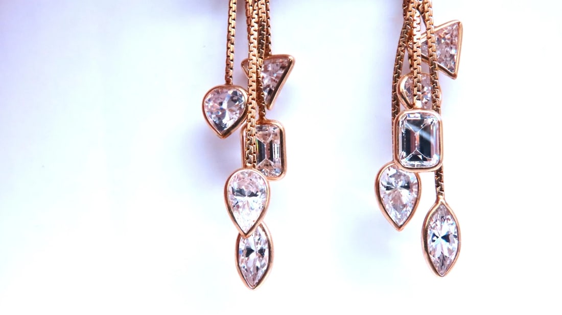 18mm Mabe Pearl Dangle CZ 14kt gold earrings Cosmopolitan Edit 12385** - 3