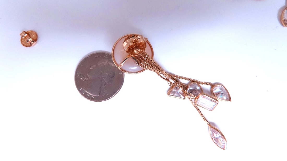 18mm Mabe Pearl Dangle CZ 14kt gold earrings Cosmopolitan Edit 12385** - 6