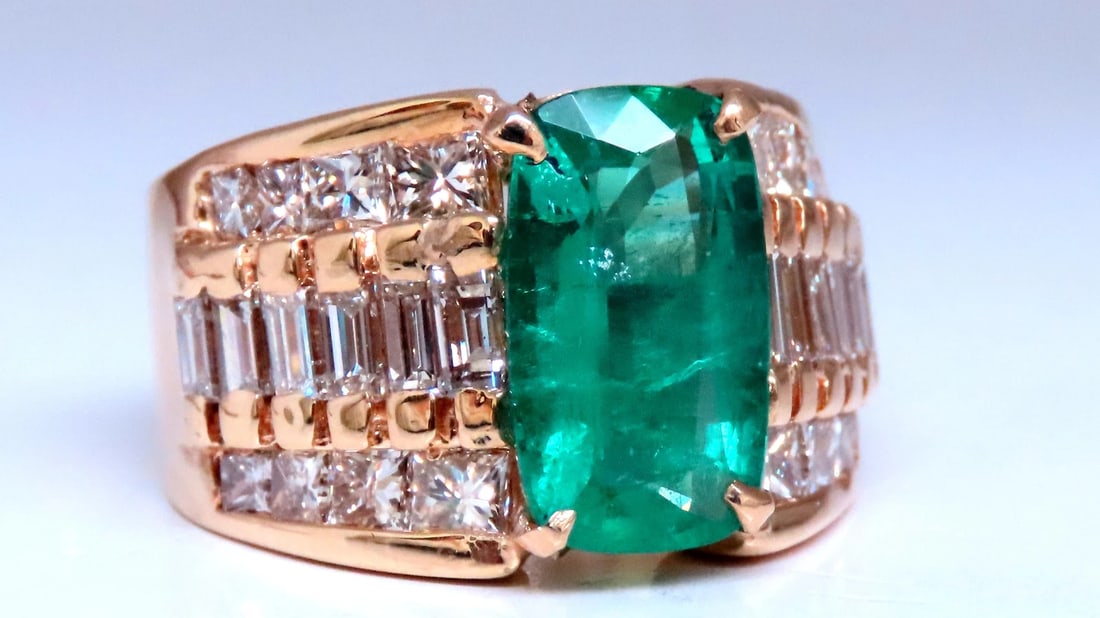 GIA Certified 3.01ct Natural Emerald Diamonds Ring 14kt Gold 12360** - 4