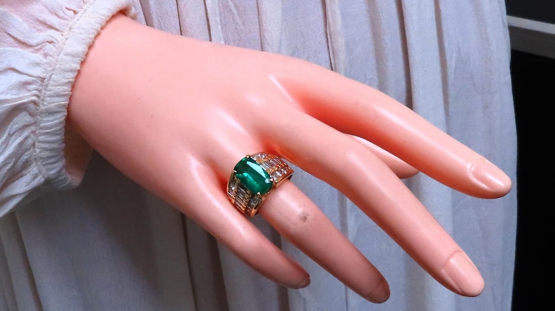 GIA Certified 3.01ct Natural Emerald Diamonds Ring 14kt Gold 12360** - 8