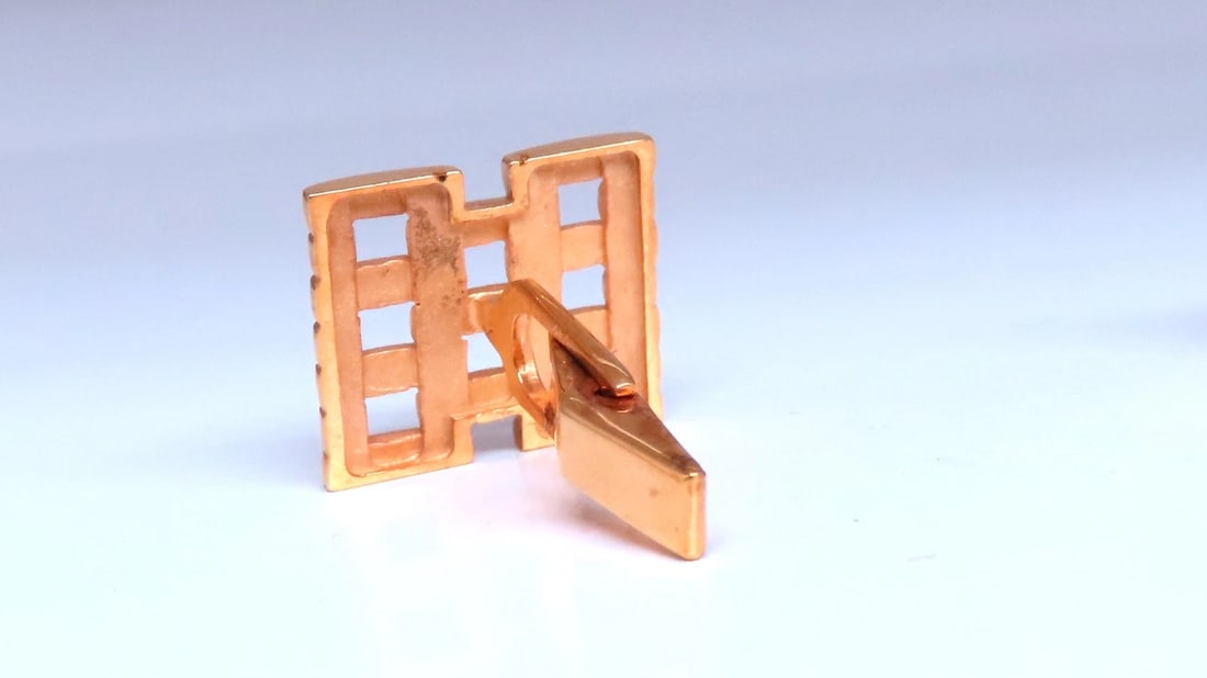 Staggered Brick Form Mens 14kt gold executive cufflinks 12362** - 4