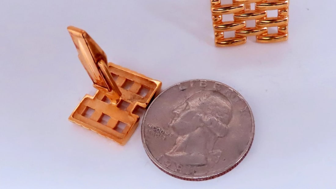 Staggered Brick Form Mens 14kt gold executive cufflinks 12362** - 5