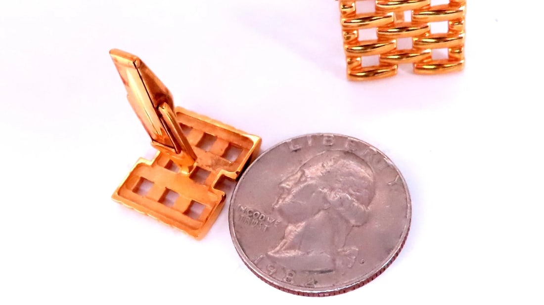 Staggered Brick Form Mens 14kt gold executive cufflinks 12362** - 6