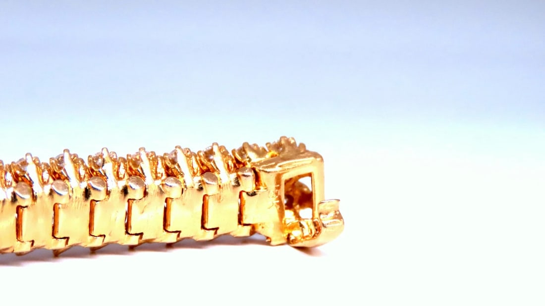 Estate 10ct Natural Round Diamonds Dome Bracelet 18kt Gold 12363** - 4