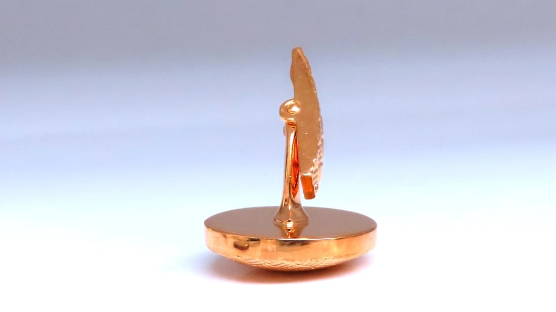 Cross Hatch Deco Round Raised Dome Button Cufflinks 14kt gold 12366** - 6